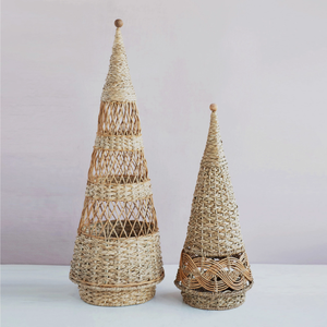 Árbol de Navidad de algas marinas naturales, Mimbre tejido a mano con estrella para decoración del hogar, vacaciones de Vietnam, nuevo producto - Product Image 3