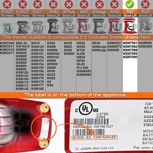 Pièces détachées pour batteur sur socle, bol mélangeur en acier inoxydable 7QT, compatible lave-vaisselle, bol mélangeur pour batteur sur socle à tête inclinable <span class=keywords><strong>Kitchenaid</strong></span> - Product Image 5