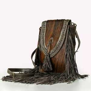 Bohemian Western High Quality Genuine Leather Portable <b>Sling</b> <b>Bag</b> Hand Tooling Fringe Cowgirl Style <b>Women's</b> Travel Wholesale - Product Image 2
