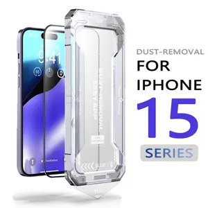 ZIFRIEND Full Coverage Tempered Glass For Iphone 15 Dust-Removal Privacy Easy App Screen Protector For Iphone 15 14 13 12 Pro Ma