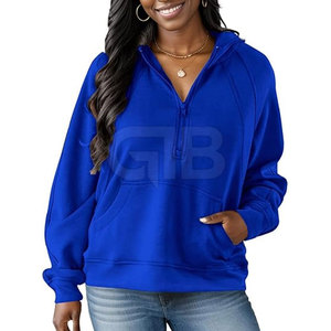Venta al por mayor de sudaderas con capucha personalizadas de media cremallera 100% algodón estilo callejero último diseño con patrón sólido cuello con capucha hecho en Pakistán - Product Image 1