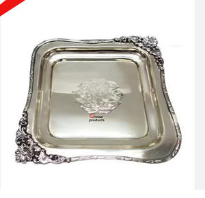 Plateau de service ovale en acier inoxydable finition argent brillant pour hôtel, restaurant et bar - Product Image 2