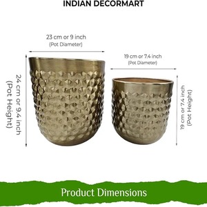 Macetas modernas de metal dorado, material de latón y cobre para decoración de balcón de jardín para el hogar, jarrón de suelo para boda o Pascua - Product Image 3