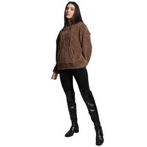 Sweat à capuche décontracté pour femme de haute qualité, broderie, logo frontal, 100 % coton tricoté, offre ODM - Product Image 6