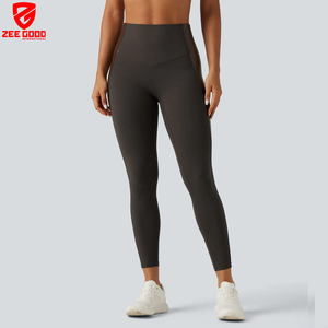 Leggings de sport en similicuir avec logo personnalisé, haute qualité, compression, polyester, élasthanne, taille haute, poche zippée - Product Image 2