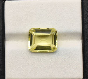 Piedra Preciosa de Cuarzo Limón Natural, Cuarzo Limón Amarillo 12X10 mm, Corte Esmeralda, para Joyería, 6.10 Quilates, Piedra Preciosa Suelta para Joyería - Product Image 1