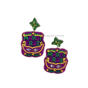 Boucles d'oreilles en alliage plaqué or de créateur pour femmes avec un design personnalisé en perles de graines pour le port quotidien du Mardi Gras - Product Image 6