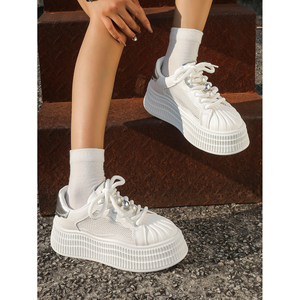 SEASTAR Femmes Preppy College Sports Style Plate-forme Chaussures de marche à lacets Perle Casual Chunky Design pour une utilisation en extérieur Tous - Product Image 4