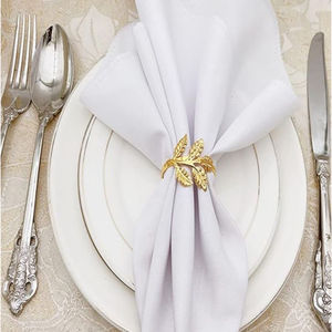 Nouveau porte-serviettes en métal en forme de feuille de conception antique porte-mouchoirs couleur or pour la table de mariage au prix de grossiste - Product Image 4