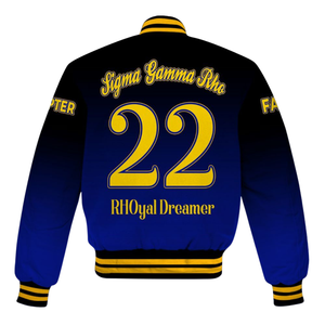 Sigma Gamma Rho 1922 Inspired Royal Blue Varsity Letterman Jacket Premium SGRho Greek Poodle <b>Pride</b> Coat - Product Image 5