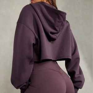 Sudaderas Cortas con Cremallera para Mujer, Estilo Cuadrado, Dobladillo Inferior Regular, Ajuste Personalizado, Bordado 3D en la Parte Delantera, Ecológicas - Product Image 3