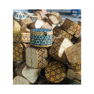 Caja de regalo de bambú de alta calidad, Loto Azul, diseño de Vietnam, mejor precio, venta al por mayor, caja de almacenamiento pintada encantadora - Product Image 6