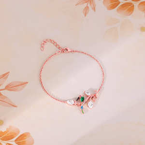 Colgante y pulsera de moda de pájaro amaderado de oro rosa de primera calidad, joyería elegante única para mujer, colección de regalos de uso diario - Product Image 3