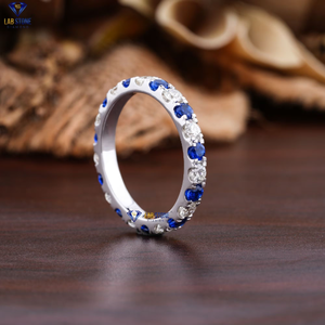 1.50 TDW B. แหวนพลอยทรงกลมและเพชรทองคําขาวโดย Lab-Stone แหวนเพชรทรงเอกลักษณ์ สี EF-VS - Product Image 4