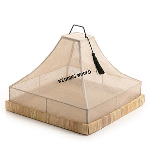 Plateau Rectangle en rotin avec couverture en filet Plateau design fait main de qualité supérieure Plateau en rotin en gros élégant classique - Product Image 6