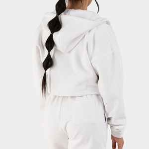 Sudadera con capucha corta de diseño personalizado para mujer, jersey con capucha y manga larga, ropa informal para correr con cremallera para invierno - Product Image 6