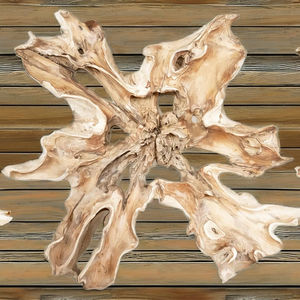 Sculpture murale Art Déco artisanale en racine de teck, forme irrégulière, biologique, naturelle, accent en bois naturel - Product Image 3