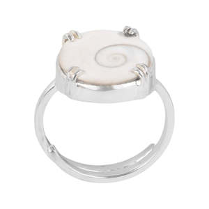 NOVAMART Fine Gomti Chakra <b>Adjustable</b> <b>Ring</b> 925 Silver Certified Natural Astrological Gemstone Unisex Healing Jewelry Shell Stone - Product Image 3
