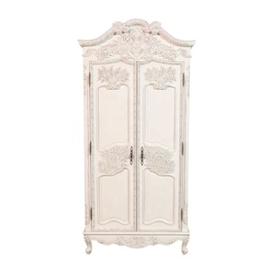 Trắng Rococo Tủ Quần Áo Hai Cửa Với Gương Rắn Gỗ Quần Áo Tủ Phong Cách Pháp Armoire Tủ Quần Áo Cho Phòng Ngủ Bộ Đồ Nội Thất - Product Image 2