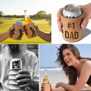 Bière isotherme - Bois sculpté à la main - Le meilleur papa du monde - Cadeau parfait pour les hommes - Product Image 4