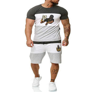2023 hommes de haute qualité été décontracté Sport ensembles personnalisé imprimé à manches courtes t-shirt sweat Shorts solide deux pièces tenue pour - Product Image 4