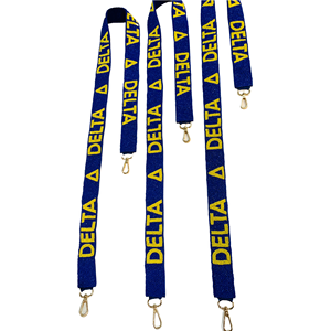 Cerulean bleu coton perlé sac à main sangle personnalisé Tri Delta sororité recrutement cadeaux argent perle garniture broderie couture - Product Image 1