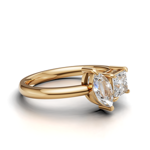 Anillo Toi Et Moi con Diamante Cultivado en Laboratorio Certificado por IGI, Oro Amarillo/Blanco y Rosa de 18K, Corte Princesa y Marquesa, Anillo de Compromiso - Product Image 2