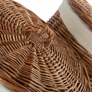 Red Hamper Light-Steamed Round White Cotton Lined Willow Wicker <b>Small</b> & Large Set of 2 Laundry <b>Baskets</b> - Product Image 4