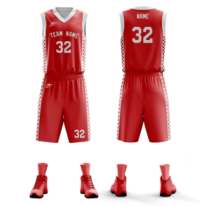 Custom Design New Style <b>Black</b> and Red Basketball Jersey Quick Dry Mesh Full Set Sublimation Basketball Uniforms - Product Image 4