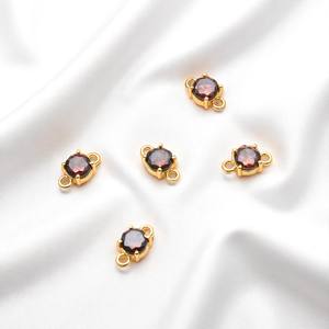 5มม. รอบเหลี่ยมเพชรพลอย rhodolite เชื่อมเสน่ห์ชุบทองการตั้งค่าง่ามคู่อุปกรณ์ทำเครื่องประดับ DIY - Product Image 1