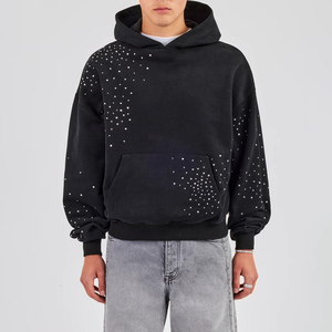 Nouveauté en vente chaude, sweats à capuche en strass pour hommes, basiques en coton mélangé, style unique, respirant, sweats à capuche en strass pour hommes - Product Image 1