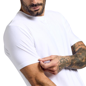 เสื้อยืดคอกลมทรงปกติสำหรับผู้ชาย น้ำหนัก 180 กรัม ผ้าถักระบายอากาศ ป้องกันการเกิดขุย ลายเรียบ สไตล์ลำลองสมาร์ท - Product Image 3