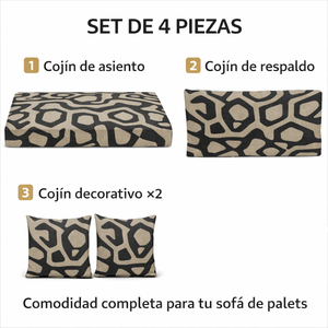 Ensemble de 4 coussins de palettes d'extérieur en tissu durable 120x80 + 120x50 cm pour canapé de jardin, 12 cm d'épaisseur, housse amovible, mobilier de patio - Product Image 4