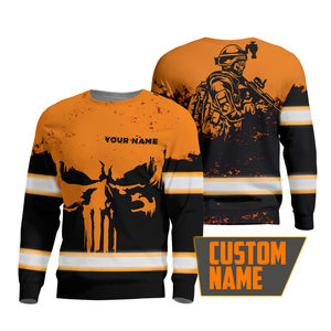 Customizable Hi Vis <b>Long</b> Sleeve Reflective Skull T-Shirt Safety Workwear Men Unisex Casual Style Customized Logo Veteran <b>Vest</b> - Product Image 1