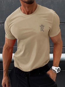 เสื้อยืดแขนสั้นวินเทจของผู้ชายเสื้อยืดถักลำลองสีพื้นผ้าฝ้าย100% ดีไซน์ใหม่คุณภาพพรีเมียม - Product Image 5