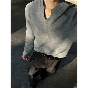 Men's Slim Fit <b>Long</b> <b>Sleeve</b> V-Neck T-Shirt Solid Color Spring Casual Basic <b>Top</b> <b>Plain</b> Tee Shirt Breathable Comfort Stretch Soft - Product Image 5