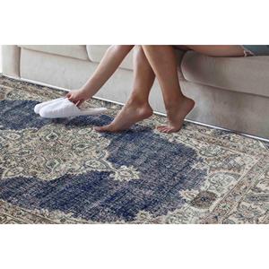 Tapis imprimé floral, antidérapant, intérieur, style bohème, style persan, bleu marine, tapis en chenille - Product Image 3