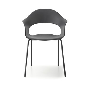 Stackable Armchair Certified Recycled Polymer <b>Shell</b> Painted Metal 4-Leg Frame Indoor Outdoor Restaurant Cafe <b>Chair</b> Made in Italy - Product Image 3