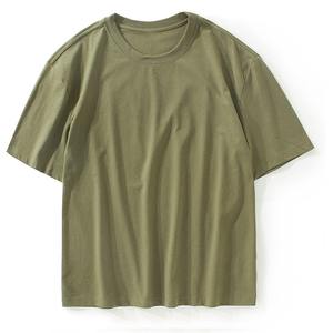 Haute qualité 100% coton hommes T-Shirt goutte épaule manches courtes col rond coupe ample été haut à manches courtes - Product Image 1