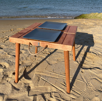 Table de pique-nique en bois d'acacia de haute qualité, table pliante avec poignée en corde pour plage et Camping