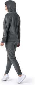 Stylish Ladies Plus Size <b>Velour</b> Tracksuit Fashionable <b>Hoodie</b> With Long Sleeves Matching Jogger Pants Perfect For Workout Wear - Product Image 2