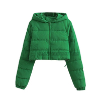 Blouson Bomber matelassé en satin pour femme, col à capuche, manches longues, court, épais, respirant, écologique, pour l'extérieur, vente en gros