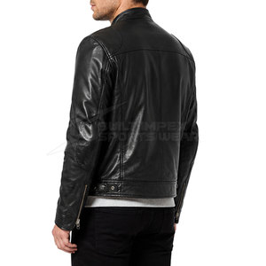 Blouson de motard pour homme, vêtement de moto élégant, manches longues, col montant, fermeture éclair sur le devant, respirant, léger, décontracté, pour la conduite en extérieur, en cuir - Product Image 3