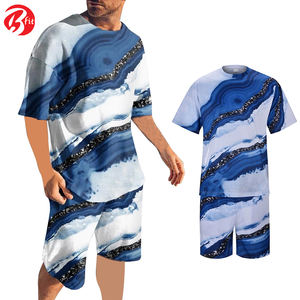 Ensemble de shorts d'été pour hommes stylés High Street Confortable Respirant Manches courtes Imprimé Design Plus Size pour l'automne - Product Image 5