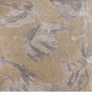 Tapis confortable en laine et soie noués à la main, motif lunaire abstrait élégant et texturé, tapis de prière à poils longs et épais - Product Image 1