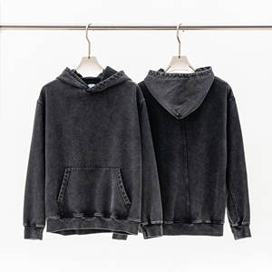 High Street Wholesale Sudaderas con capucha para hombres Retro Cotton Heavyweight 450G Acid Wash Oversized Drop Shoulder para hombres - Product Image 2