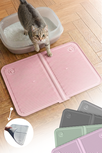 Alfombrilla para arena de gatos Ata Home de silicona multicolor, tamaño grande 40x60, con pala frontal y diseño de piscina lavable - Product Image 2