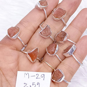 Lote de Anillos de Plata de Ley 925 con Piedras Preciosas de Piedra Solar en Bruto, Precio de Mayoreo - Product Image 2