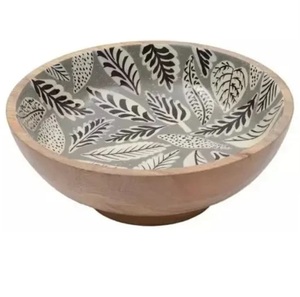Tazón Redondo Profundo para Servir Alimentos, Diseño Esmaltado, para Frutas, Verduras, Ensaladas, Sopas, Uso en Mesa de Madera - Product Image 1