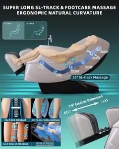 Fauteuil de massage corps entier, 4D Zéro Gravité, 20 modes automatiques, 11 techniques de massage, 40 airbags, massage Shiatsu, contrôle par application avec HiFi - Product Image 2